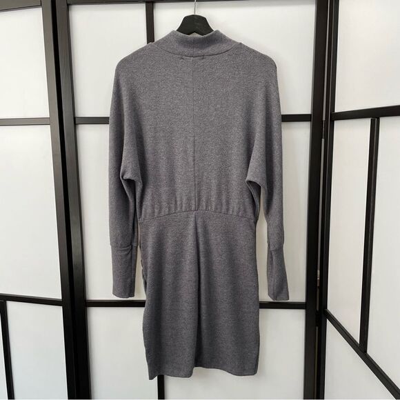 [m] Dynamite Women’s Business Casual Long Sleeve Dark Grey Mock Neck Midi Dress - Picture 2 of 11